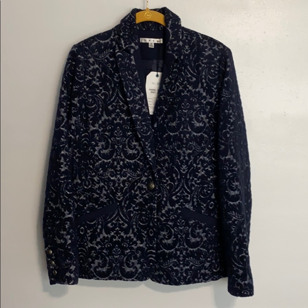 Cabi jacquard jacket blue blazer size 6 NWT